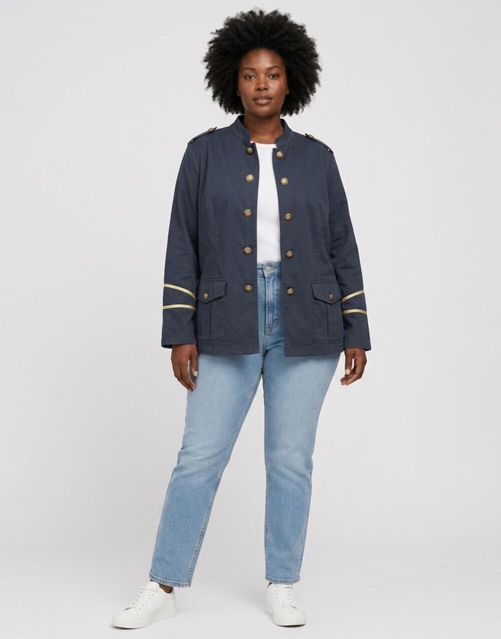 Ava & Viv Blue Military Lined Jacket Women Plus Size 4X